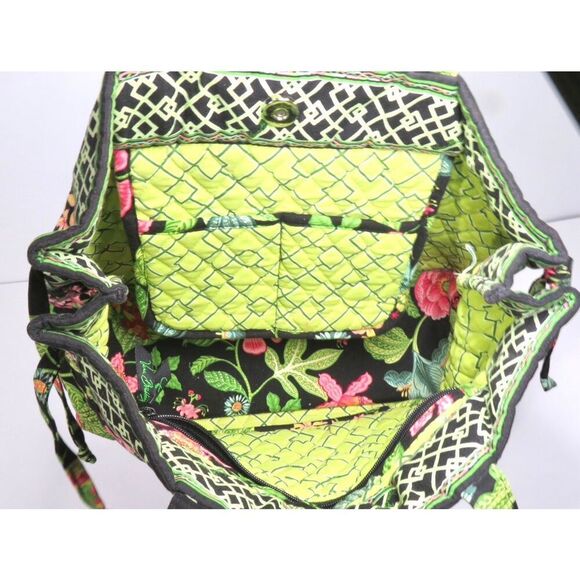 Vera Bradley BOTANICA Green Pink Floral Cotton Tote Retired Pattern Rare - Picture 5 of 7